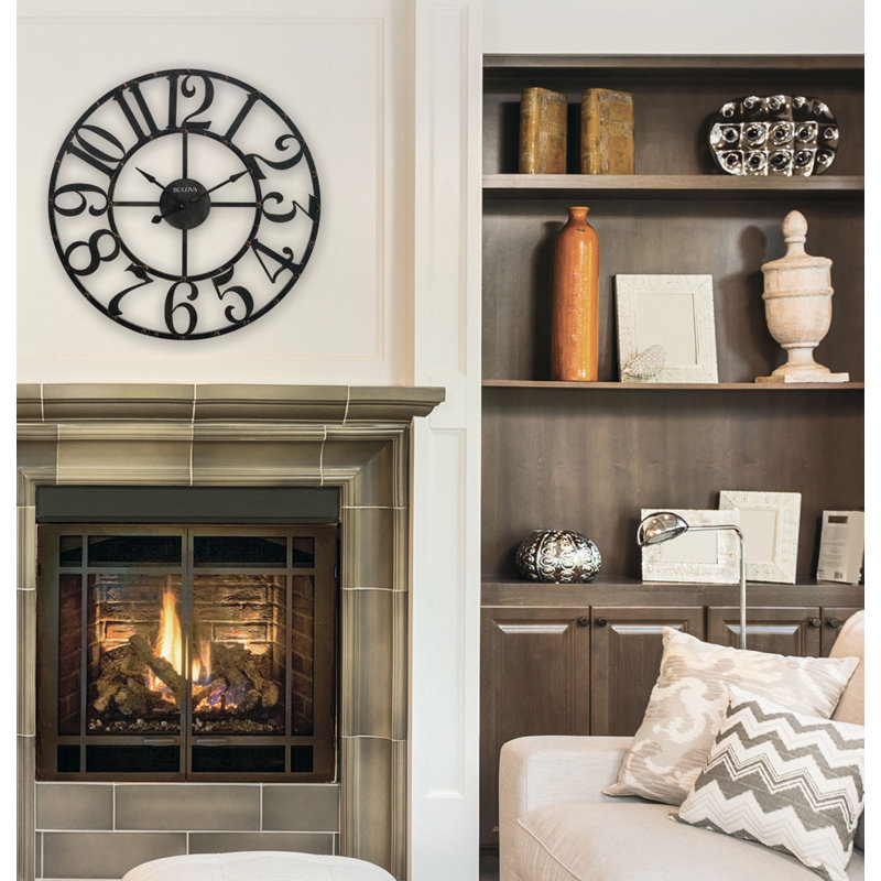 Gabriel 45" Oversized Metal Gallery Wall Clock with Rustic Brown Finish, C4821