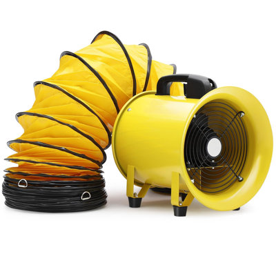 Ventilateur utilitaire 10 pouces avec tuyau en PVC 32,8 pi, ventilateur d'extraction portatif 3300 tr / min, ventilateur industriel cylindrique pour les sous-sols, les tunnels, les usines, les entrepôts