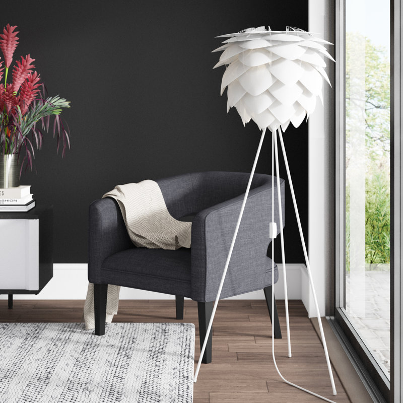 56.7'' Tripod Floor Lamp, White, White