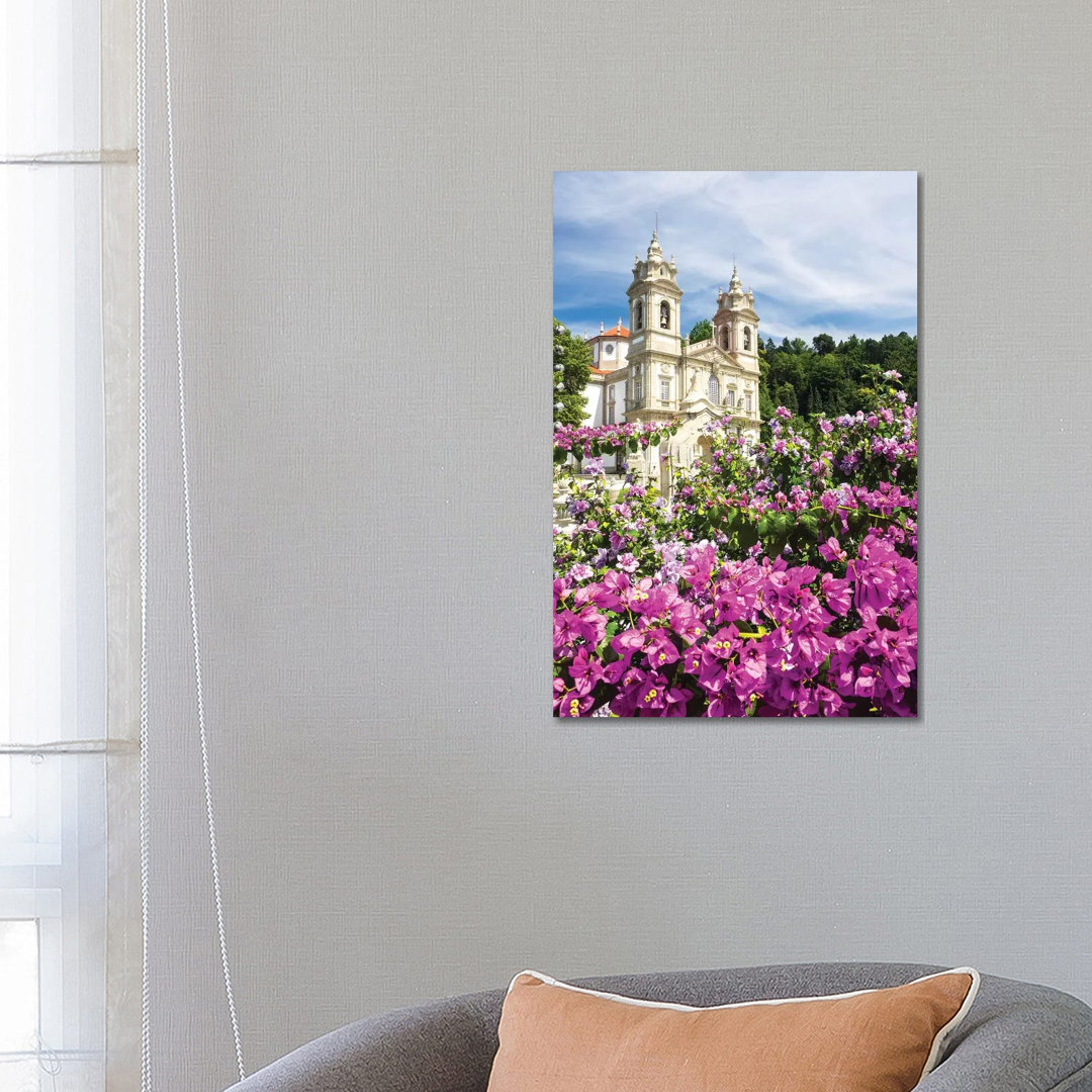 Bom Jesus Do Monte Complex With Bright Flowers von Terry Eggers - Gallery-Wrapped Canvas Giclée on Canvas