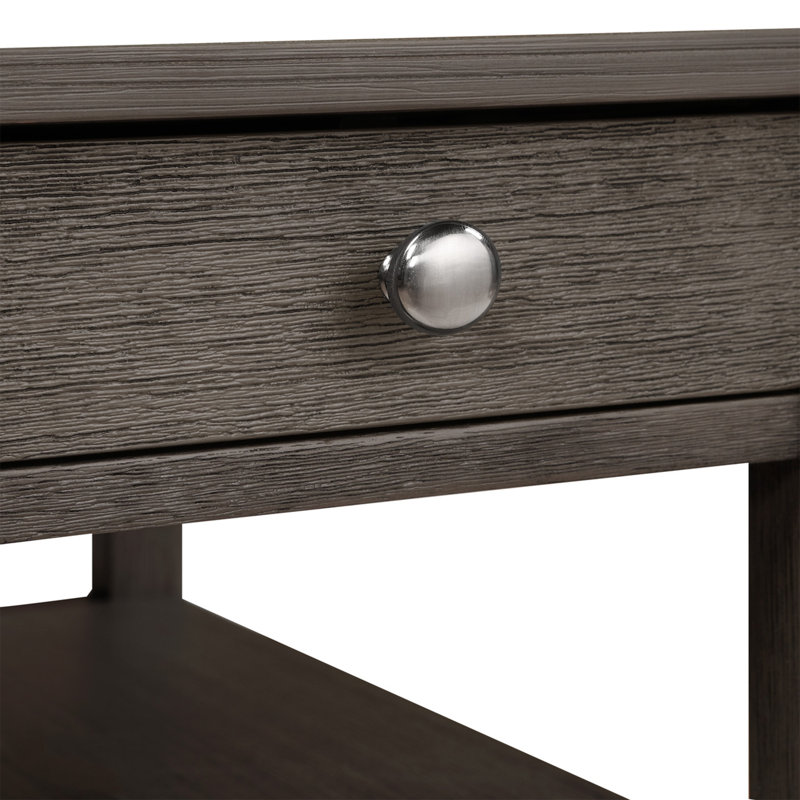 Table de bout à 1 tiroir H 24 po avec prises intégrées Carbin, Gris foncé brossé