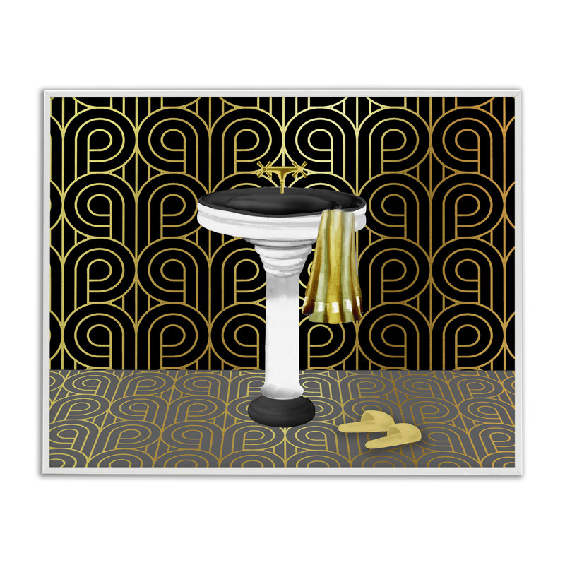 Giclée encadrée de style déco pour salle de bain, design par Conrad Knutsen, H 11 po x l 14 po