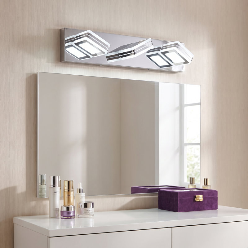 Applique murale moderne de salle de bain à 3 lumières DEL en chrome poli de 20 pouces, à placer au-dessus d'un miroir