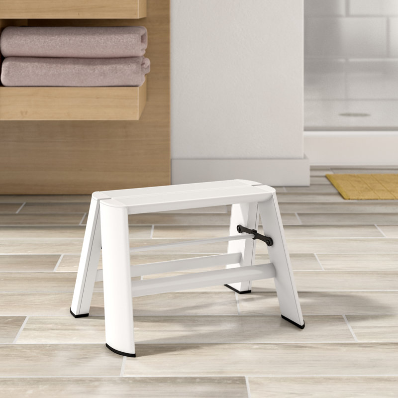 lucano 1 - Step Aluminum Lightweight Folding Step Stool, White