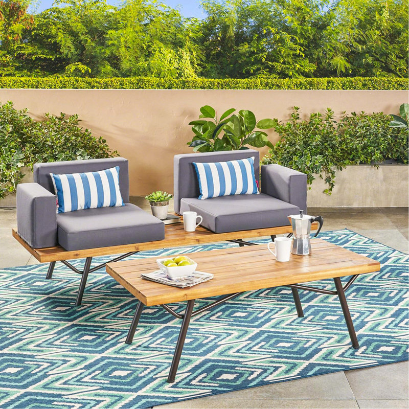 Causeuse d'extérieur industrielle avec table basse