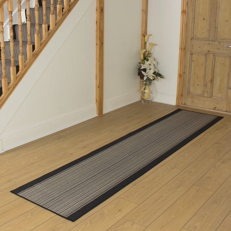 Baitz Looped/Hooked Graphite Indoor Rug, Runner 450cm x 80cm