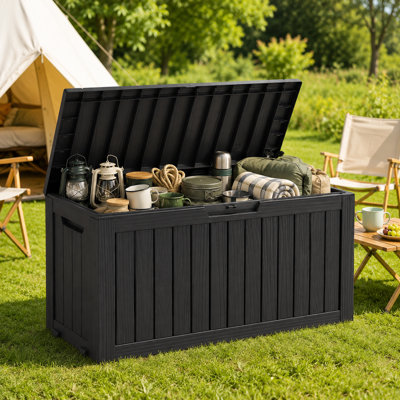 100 Gallons Resin Outdoor Deck Box Ideal for Garden Patio Furniture & Supplies