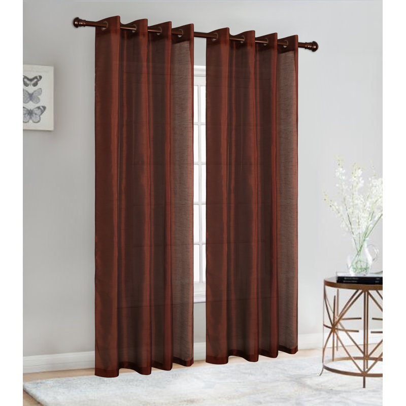 Diredra Polyester Semi-Sheer Curtains, Chocolate