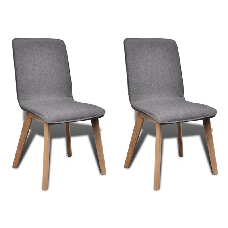 Chaise d'appoint de salle à manger en tissu gris foncé et bois de chêne massif, Gris foncé