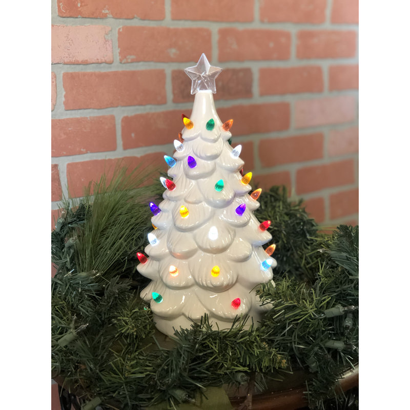 14" LED White Ceramic Tree