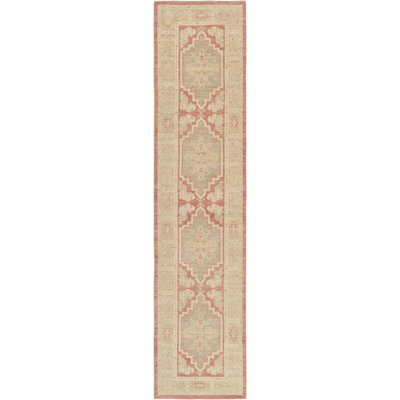 Tapis oriental rouge / beige en laine noué à la main