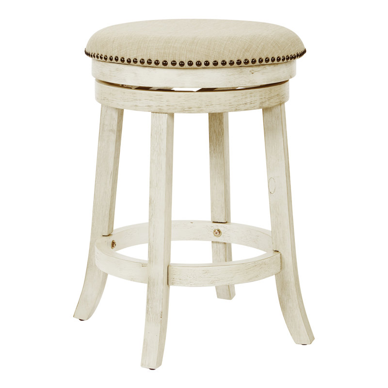 Tabouret de comptoir pivotant 26 po Beedle, Blanc antique / brun clair