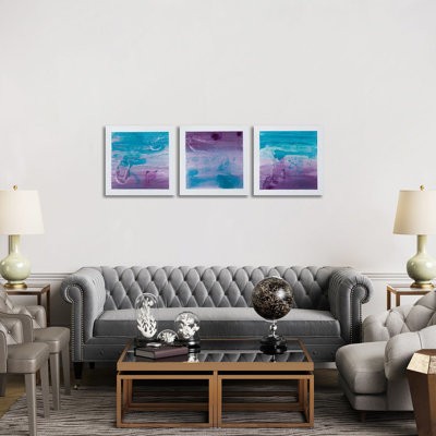 Mauve coucher de soleil triptyque - ensemble d'art mural sur toile tendue (ensemble de 3)
