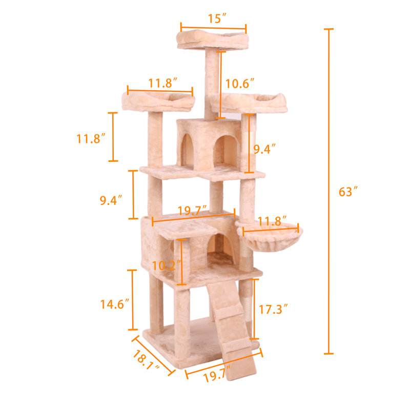 Arbre à chat Colne, H 63 po x l 19,7 po x P 17,5 po, Beige