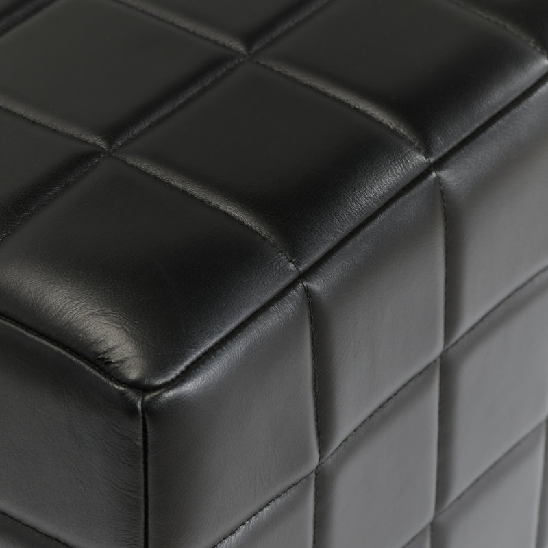Carlo Square Leather Ottoman, Black