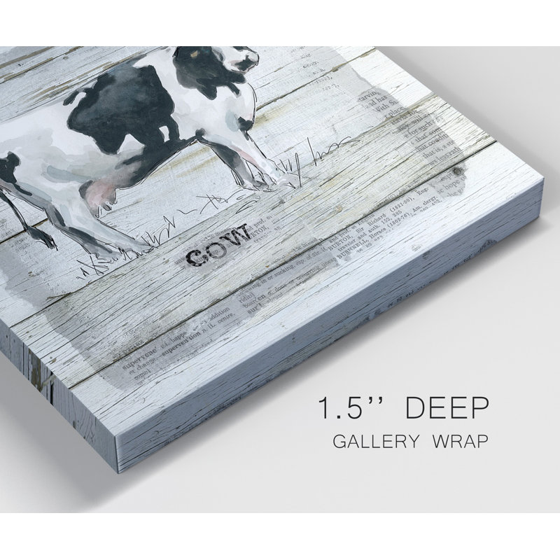 «Farmhouse Collage Cow», ensemble de 2 reproductions sur toiles tendues, H 32 po x l 64 po x P 1 po