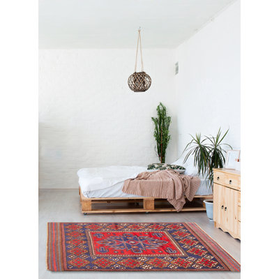 Afghan Tribal Red Rug 4'2" x 6'1"