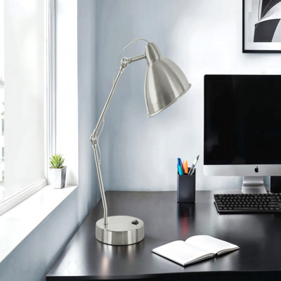 Table Lamp - 17"H, USB Port Included, Nickel Metal Frame