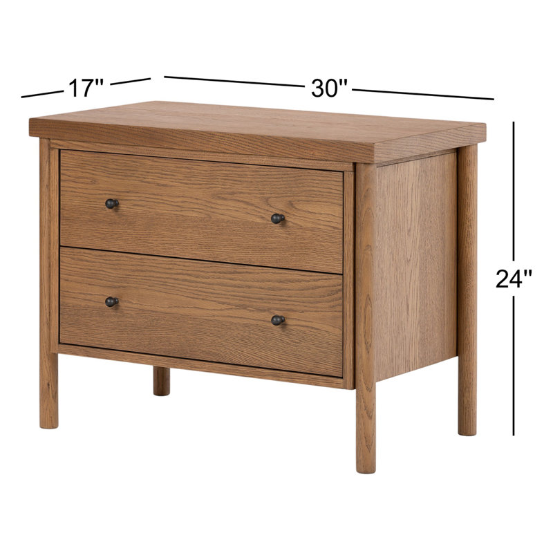 Roark 2 - Drawer Solid Wood Nightstand, Brown