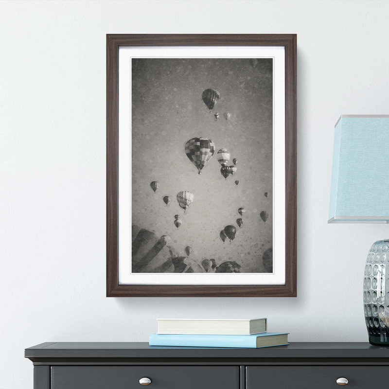 Taking a Hot Air Balloon Ride - Framed Print, 36cm H x 27cm W x 2cm D, Walnut Framed