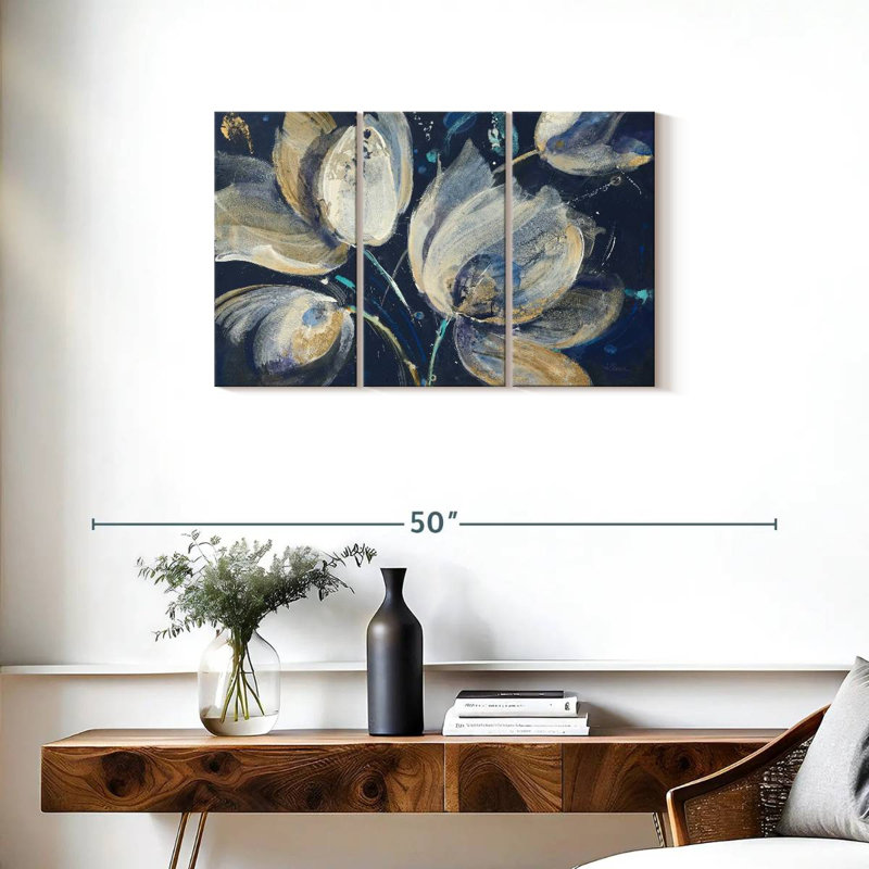 " Midnight Garden " 3 - Pieces, 20" H x 33" W x 1.25" D