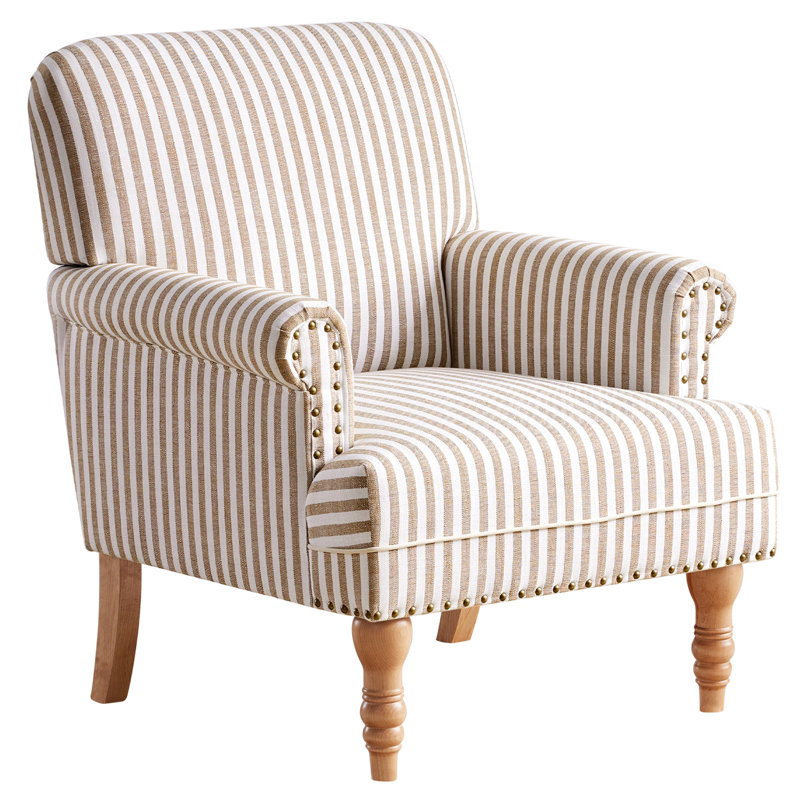 Upholstered Wooden Armchair, Brown