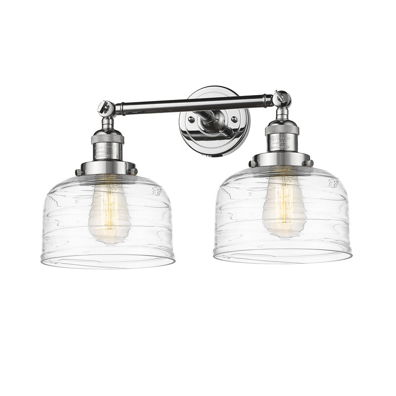 Bell - 2 Light 19" Bath Vanity Light, 6 Watt Vinage LED Bulb, Polished Chrome, Matte White Cased