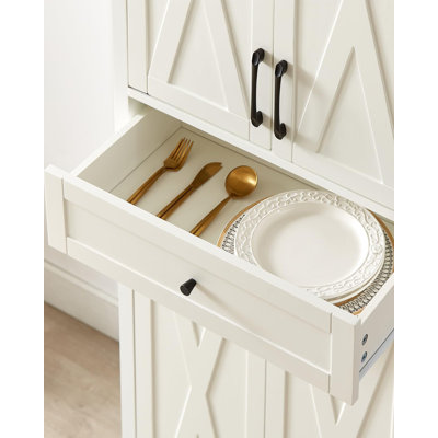 Armoire de cuisine 68 "avec tablettes réglables, grande armoire de rangement Farmhouse