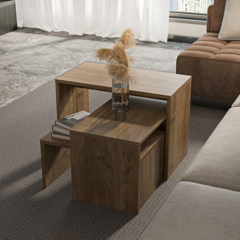 Shalesa Modern Nesting Table, Walnut