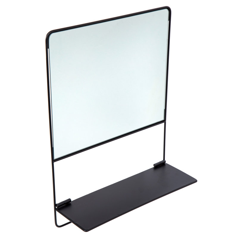 Miroir décoratif avec tablettes carrées métalliques Dewan