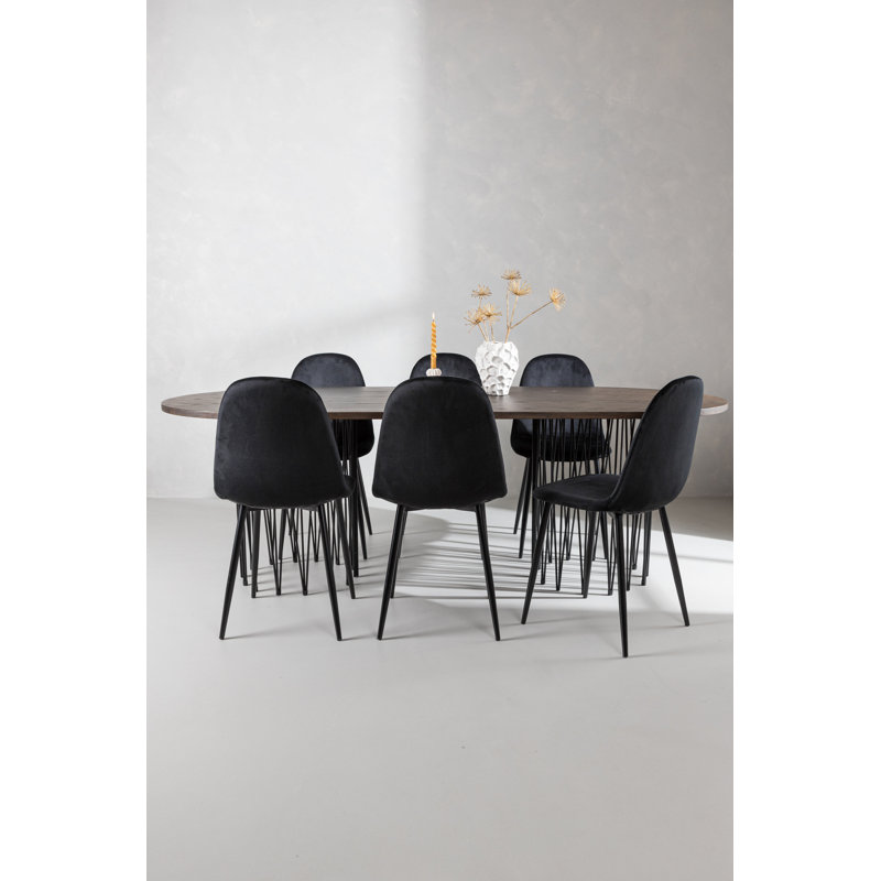 Granville 6 - Person Dining Set, Black, Black