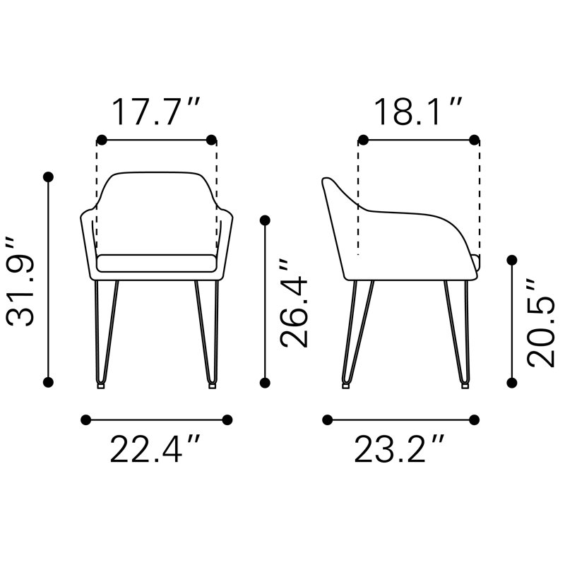 Ensemble de 2 chaises de salle à manger Kaminski, gris rétro