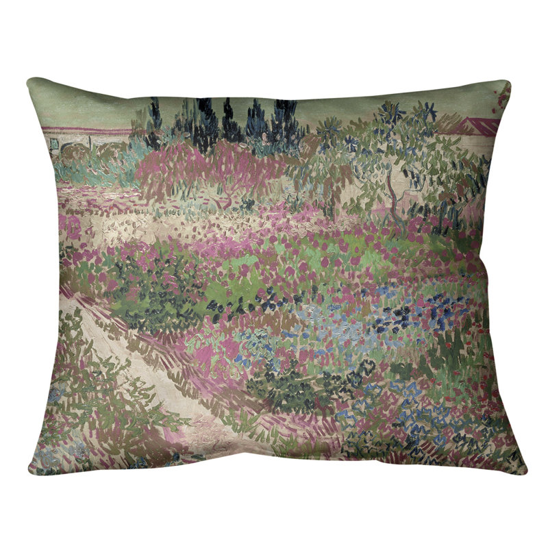 Coussin lombaire bluhender garten mit pfad, 20 po x 14 po, Bourre en polyester, Rose