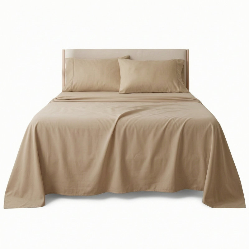 4-Piece Bamboo Split Head Queen Hypoallergenic Sheet Set in Khaki, Cooling Deep Pocket