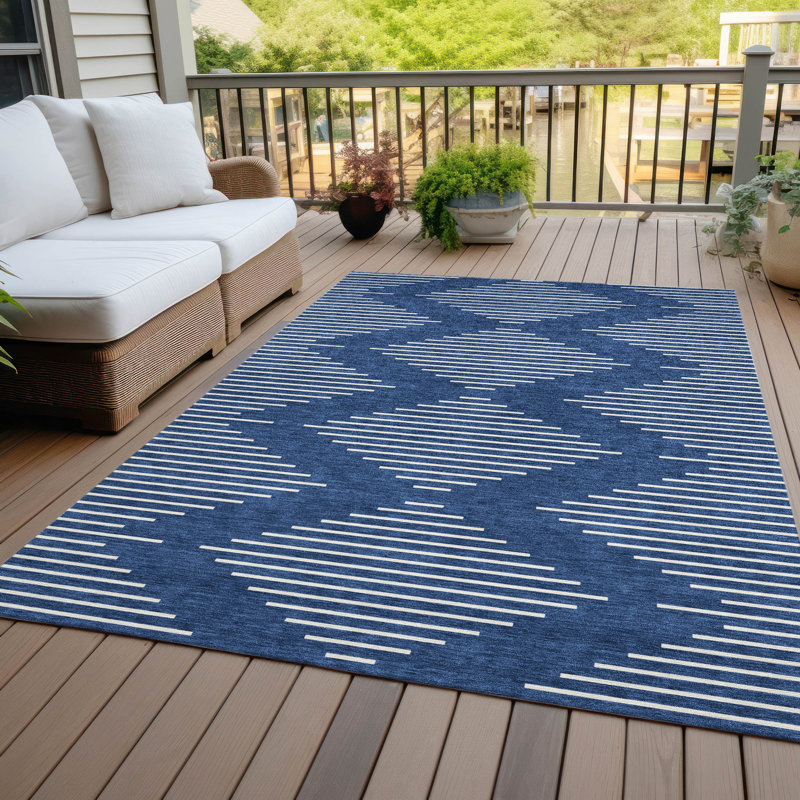 Tapis intérieur / extérieur bleu Velina , 8' x 10'