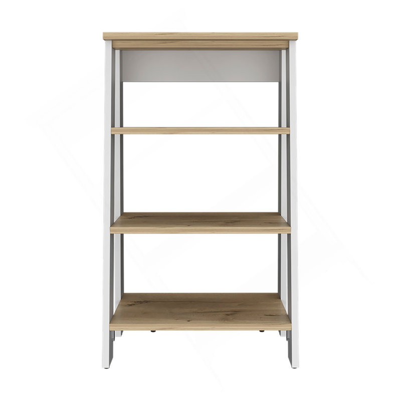 Linen Cabinet Jenne, Four Open Shelves, Light Oak / White Finish, Light Oak