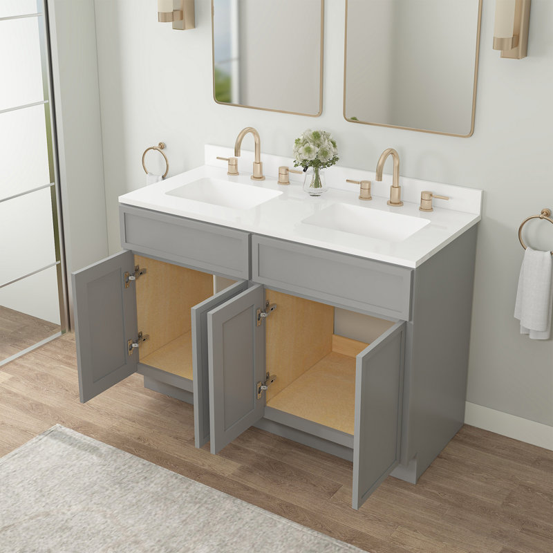 48" Double Bathroom Vanity Base Only, Gray