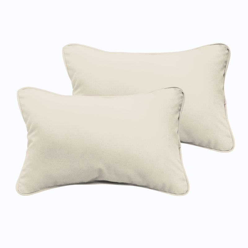 Selene Outdoor Reversible Throw Pillow, Ivory, 12" x 18"