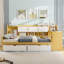 Wooden L-Shape Daybed With Seven Storage Cabinets And Two Storage Drawers, Multi-Functional Bed With Study Desk And Built-In Bookshelf