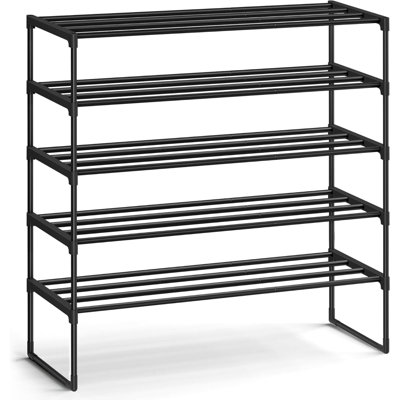 Shoe Rack, 5-Tier Shoe Organizer, Metal Storage Shelf, Upright Or Upside Down, For 20-25 Pairs, Stackable, For Entryway