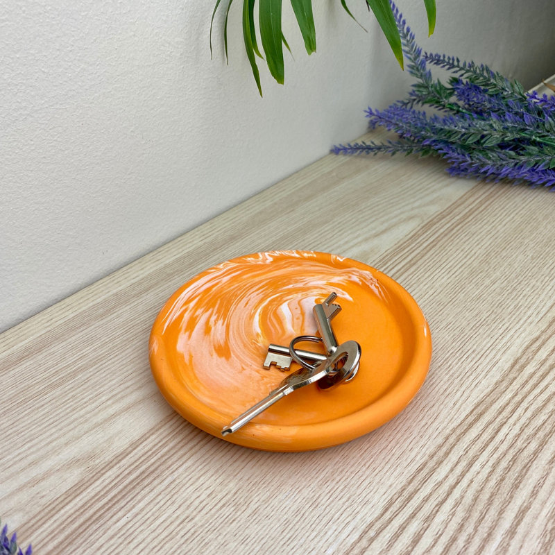 Round Trinket Tray Dish, Orange