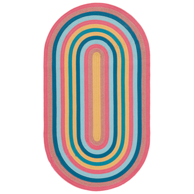 Tapis tissé à rayures Joia, Ovale 5 pi x 8 pi