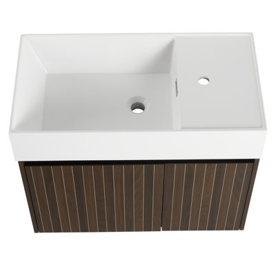 Meuble-lavabo en résine de 30 po, surface en égratignure et surface d'eau pour salle de bain à finition rayée