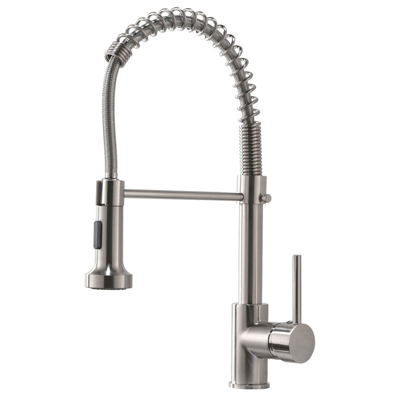 Kitchen Faucet With Pull Down , Brushed Nickel, Single Handle Lever, 360 Rotatable Wedge Handle, Degree Spout For Sinks