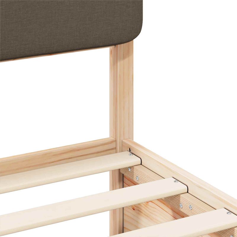 Solid Wood Bed Frame, 80 x 190cm, Taupe