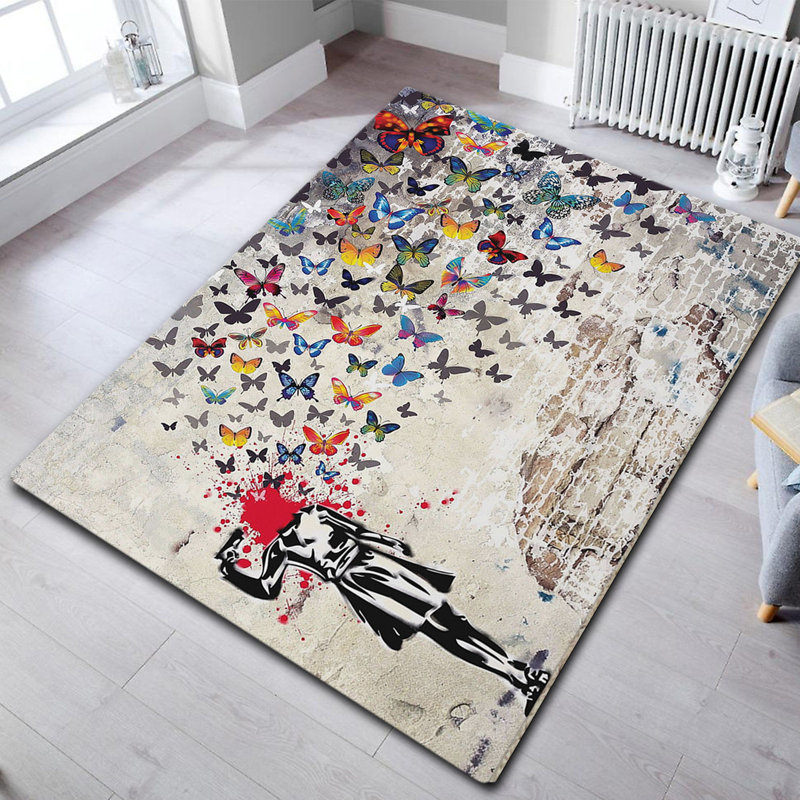 Soft & Durable Area Rug, 3.9 x 5.2 ft, 100% Polyester, 0.4 in Pile Height | Antibacterial, Non-Slip Underside, Machine Washable | Perfect for Living Room, Bedroom, & Office | Easy Maintenance, Elegant Design