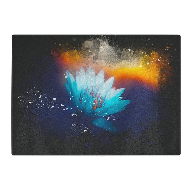 Tempered Glass Lotus Flower Chopping Board, 28.5 cm x 39 cm