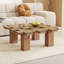 Table basse carrée avec plateau en verre trempé
