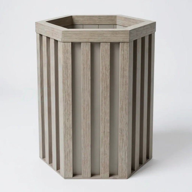Jardinière à colonne hexagonale SM, Gris brun, H 16,28 po x l 10,52 po x P 9,15 po