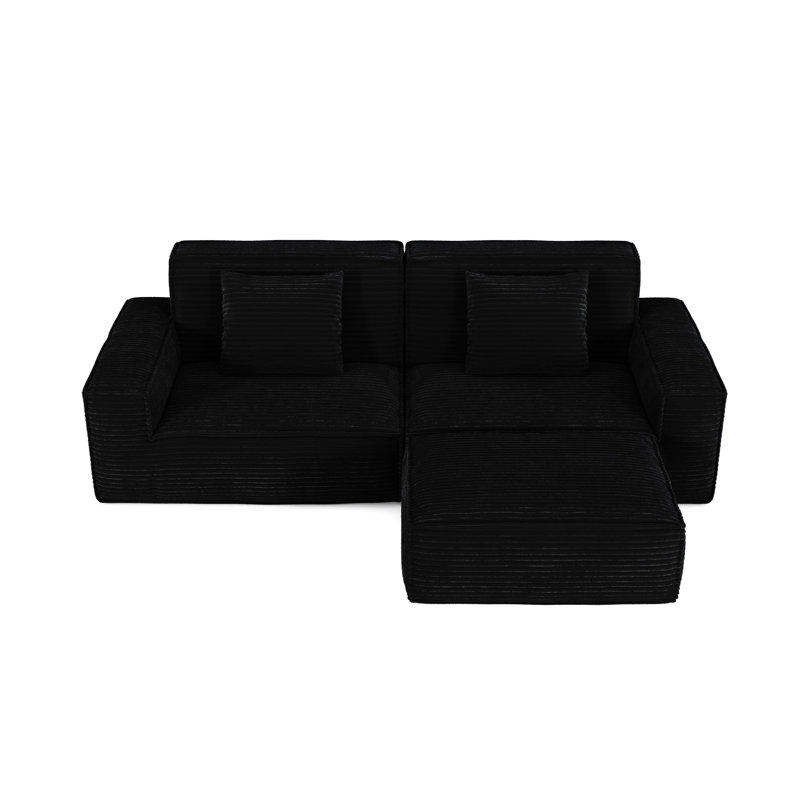 Grandes rayures, 106,3 pouces, compression, 3 sièges, style moderne, noir, dossier à coussin souple, chambre d'amis, compression moderne, assise confortable, adultes, chambre à coucher